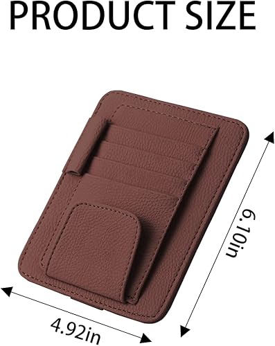Miniatura 2 de Blilo Organizador de cuero para visera de automóvil con soporte para lentes de sol, clip multifuncional para tarjetas de crédito y billetes y