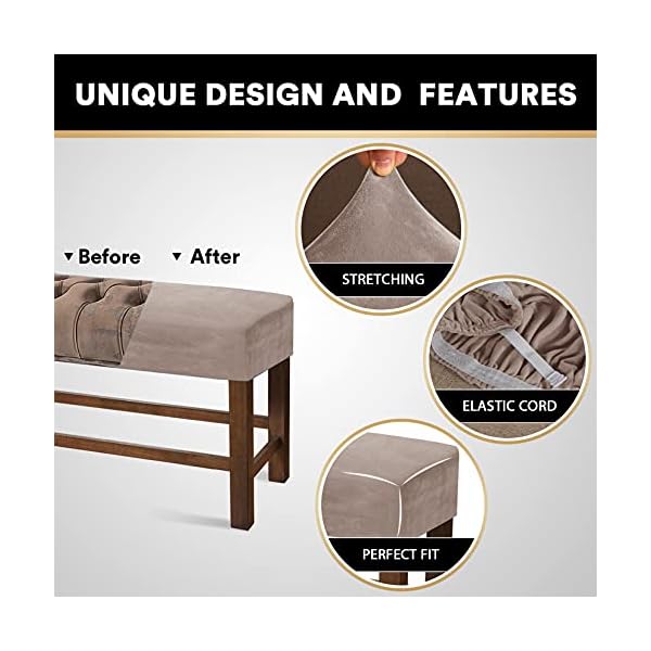 Velvet Bench Seat Cushion Slipcovers Workbench Cover, Soft Bench Seat Furniture Protector for Piano Bench Dining Chair Garden Bench Dining Room Bedroom Bench Room - Image 6