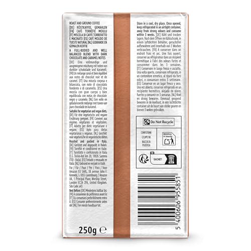 by Amazon Espresso Crema Gemahlener Röstkaffee, 1kg (4 Packs of 250g), Rainforest Alliance-Zertifizierung