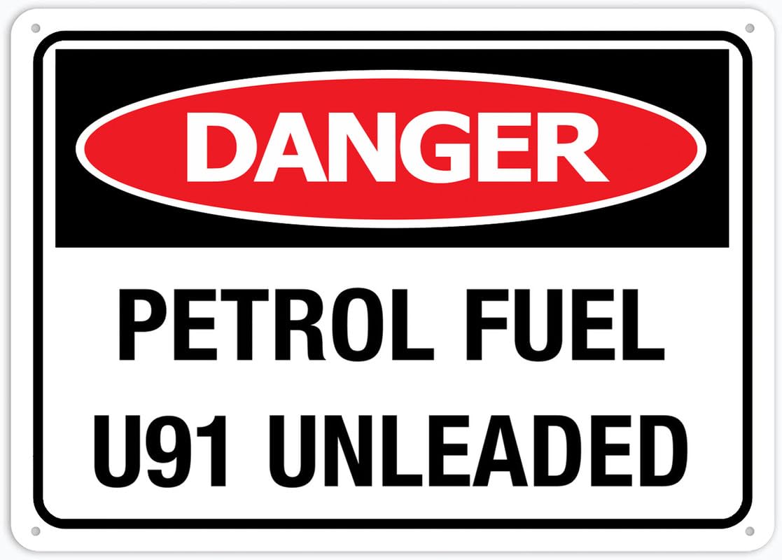 Petrol Fuel U91 Unleaded Aluminum Metal Sign 12"x8" Rust-Free UV Ink Printed Durable Weatherproof For Home/Outdoor Use