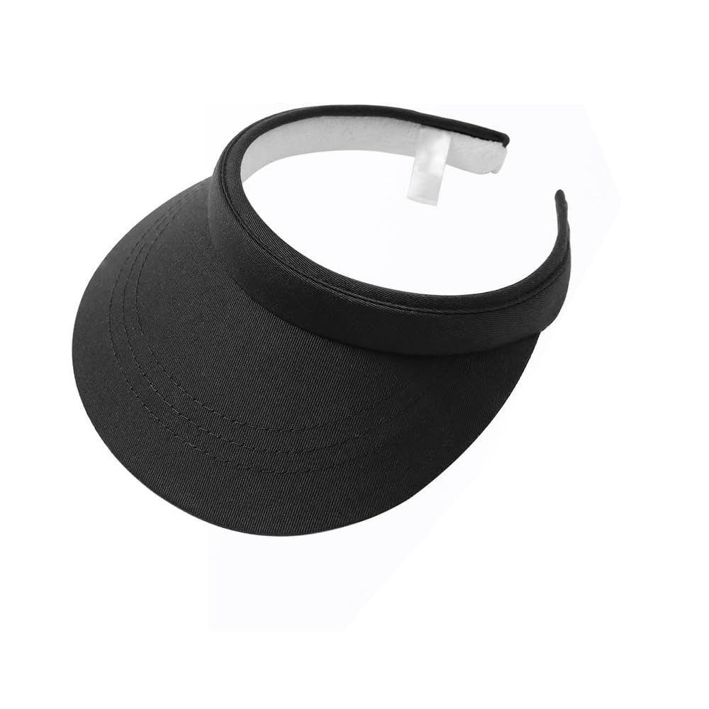 Zywq Women's Black Sun Visor Hat Sports, Sun Visor Hats Men Clip On Wide Brim Visors Hat Outdoor Sports Golf Beach Travel Tennis Caps(Black)