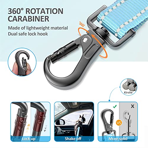 Image of Dog Seat Belt 3-in-1 Car Harness for Dogs Adjustable Safety Seatbelt for Car Nylon Reflective Bungee Fabric Dog Car Harness with Clip Hook Latch & Buckle, Swivel Zinc Alloy Carabiner (Light Blue)