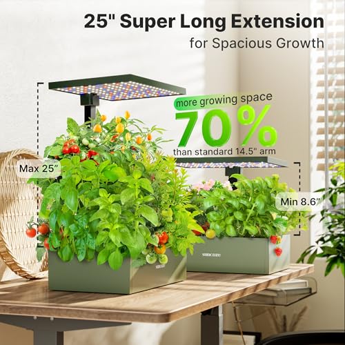 SUNCOZE Hydroponics Growing System Kit 20 Pods, Indoor Herb Garden with Grow Light 30W, 10L Large Water Tank with Adjustable Height to 25", Built-in Pump, Gardening Gifts, Avocado Green - Thumbnail 3