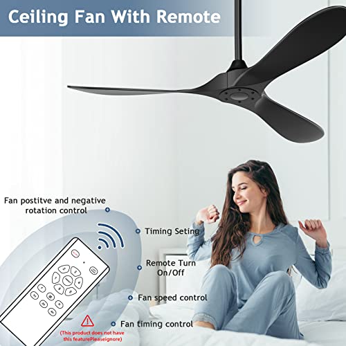 Ghicc Black Ceiling Fan With Remote For Outdoor , Patios Modern No Light,Matte Black,52-Inch #TOP3