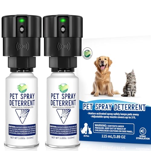 piutezo Motion Activated Cat System, Pet Spray Deterrent System, Pet Spray Deterrent Device Senses Cat & Dog Up to 3 Feet Away, Odorless & Safety Indoor Pet Deterrent Spray [2 Pack] Black