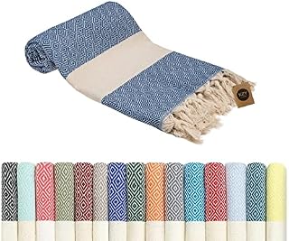 KZY LONDON Beach Towel - Large Turkish Beach Towels for Camping, Swimming, Bath, Gym, Picnic - Quick Dry, Super Absorbent, Lightweight, Compact Cotton Hammam Towels for Adults, Men, Kids (Blue, 1)