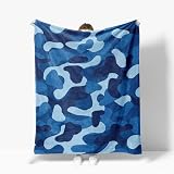 Dark Blue Camo Decor Design Soft Throw Blanket,Vivid Military Camouflage Flannel Blanket Gifts for Kids Boys Girls Men Women Camping Traveling Couch Bed 40' X 50'