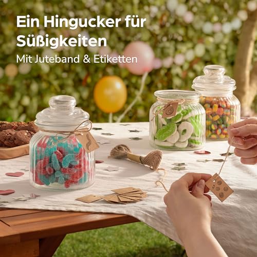 Praknu 6er Set Bonbongläser 700ml – Candy Bar – Vorratsgläser mit Deckel – Ansicht 4