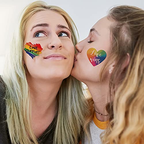 Xiyoka 80 Pcs Pride Tattoos, Gay Pride Tattoos, Lgbt Rainbow Temporary Tattoos, Waterproof Rainbow Flag Tattoo Stickers For Pride Equality Parades And Celebrations #TOP3