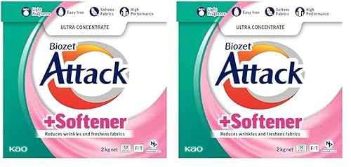 Biozet Attack Plus Softener Powder Detergent, 2 kilograms (Pack of 2)