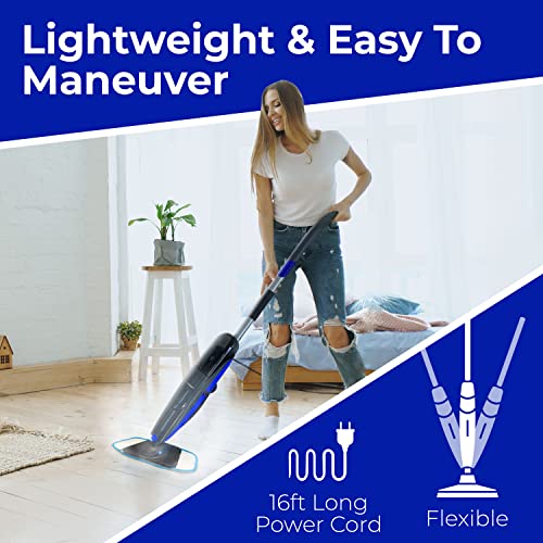 Pursteam Steam Mop Cleaner, Steam Mops For Floor Cleaning - Hardwood/Tiles/Vinyl/Carpet/Marble - Steam Cleaner For Kitchen, Garment, Clothes - Multifunctional Whole House Steamer, Blue #TOP4
