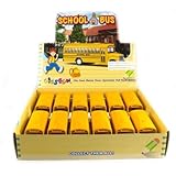 KiNSFUN Classic Long Nose School Bus 5' Die Cast Metal w/ Pull Back Action 12 Pack
