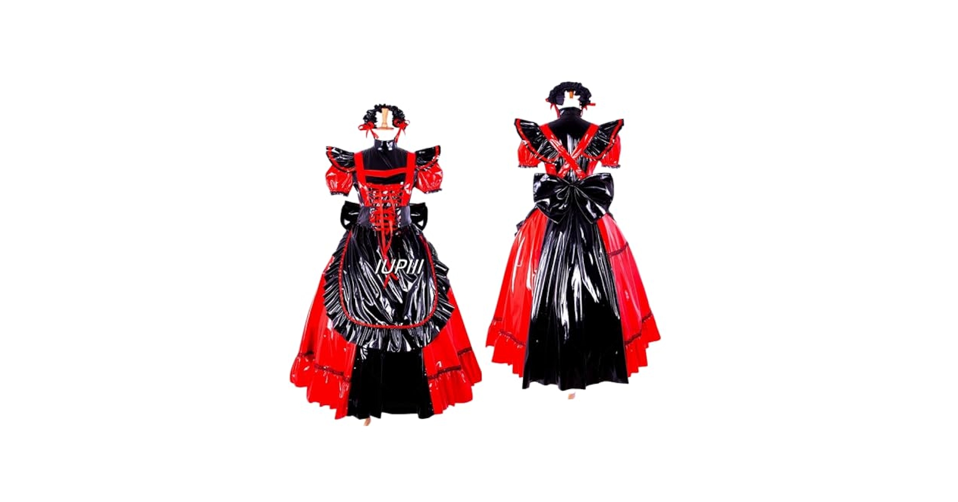 Amazon.co.jp: [Stiksy] オリジナルメイド服 赤と黒 光沢サテン