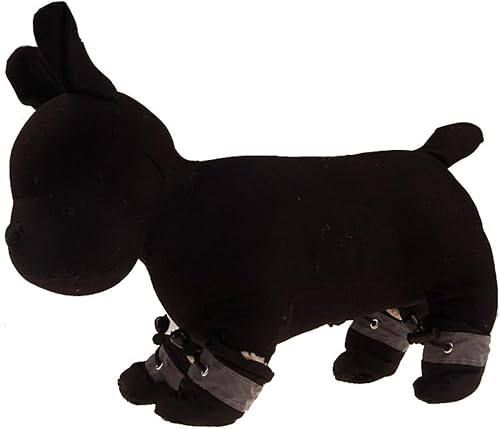 Miniatura 5 de Zapatos suaves para perros pequeños, zapatos ligeros para cachorros para verano e invierno, botines antideslizantes para caminar, color negro,