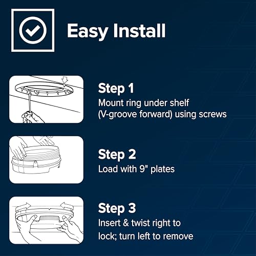 Camco Pop-A-Plate Kunststoff-Tellerspender, 22,9 cm, ideal für kompakte Räume, Wohnmobile und Anhänger, Montage unter Schränken oder Regalen, Weiß (57001)