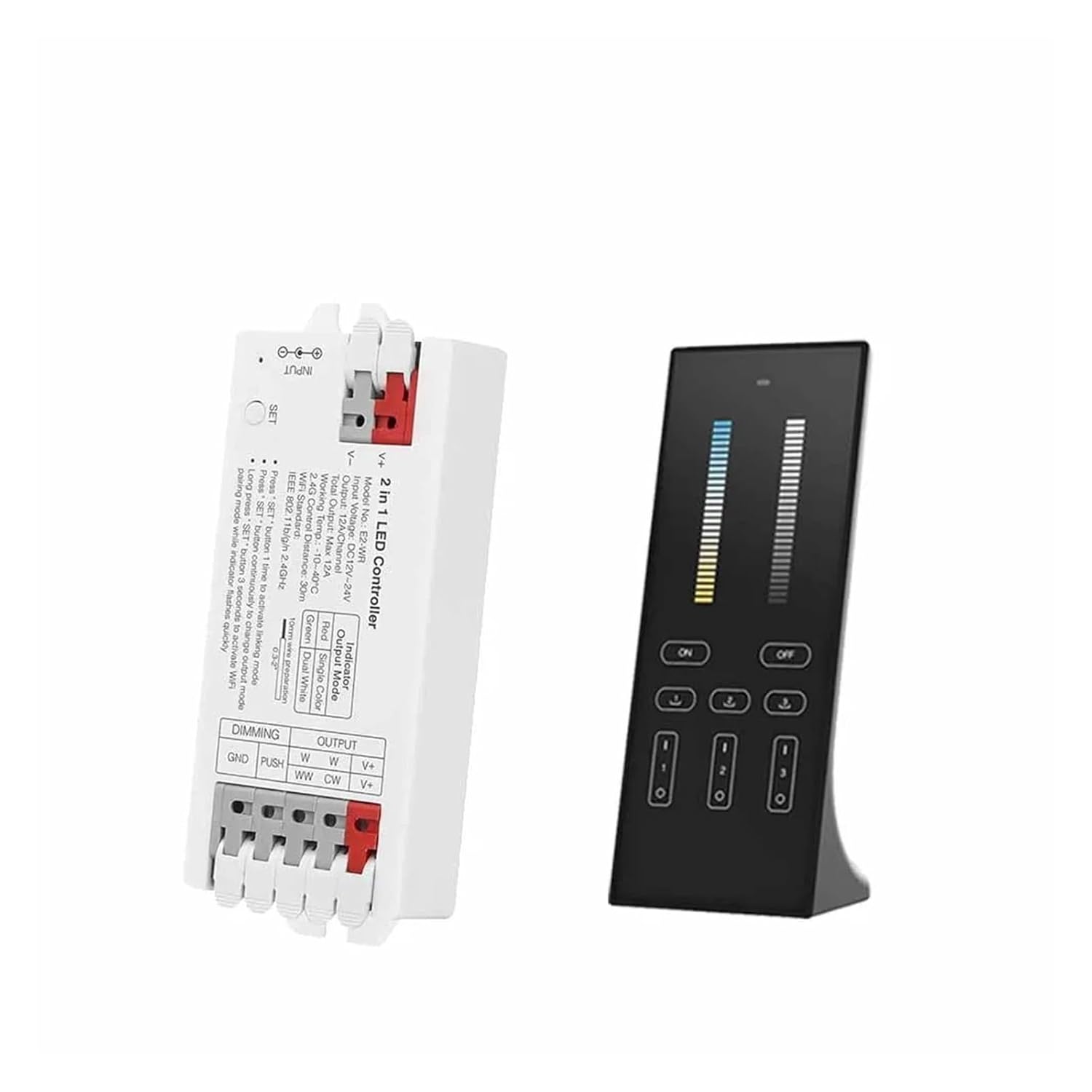 DC12-24V 2 in 1 Controller dimming with Remote Control LED dimmer(Kit D)