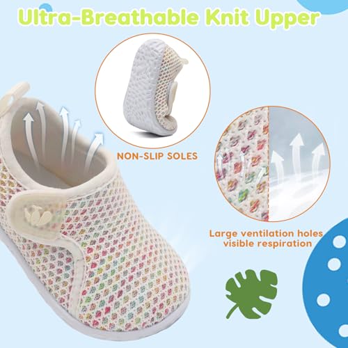 Image of FEETCITY Baby Boys Girls First Walking Shoes Infant Sneakers Crib Shoes Breathable Lightweight Slip On Shoes