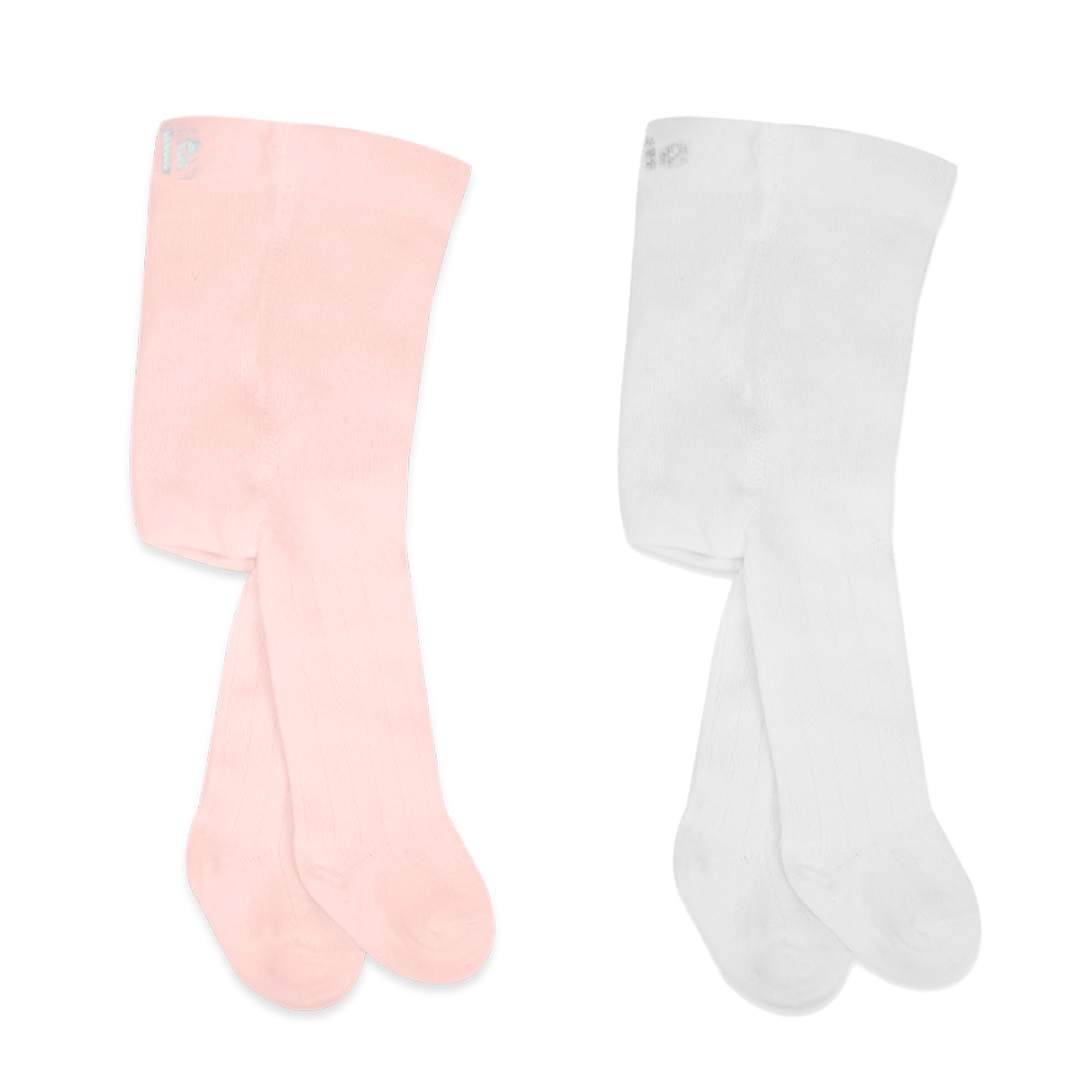 bistyle Baby Girls Tights Thick Leggings Soft | Warm Organic Cotton Stockings Pantyhose | Newborn Infant Toddler 2 Pack (UK, Age, 6 Months, 12 Months, Pink/White)