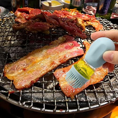 Hioph Olive Oil Dispenser with Brush, Glass Oil Bottle Silicone Brush 2 in 1, Dropper Measuring Oil Vinegar Dispenser for Kitchen, Squeeze Oil Bottle for Cooking Frying Baking BBQ Pancake