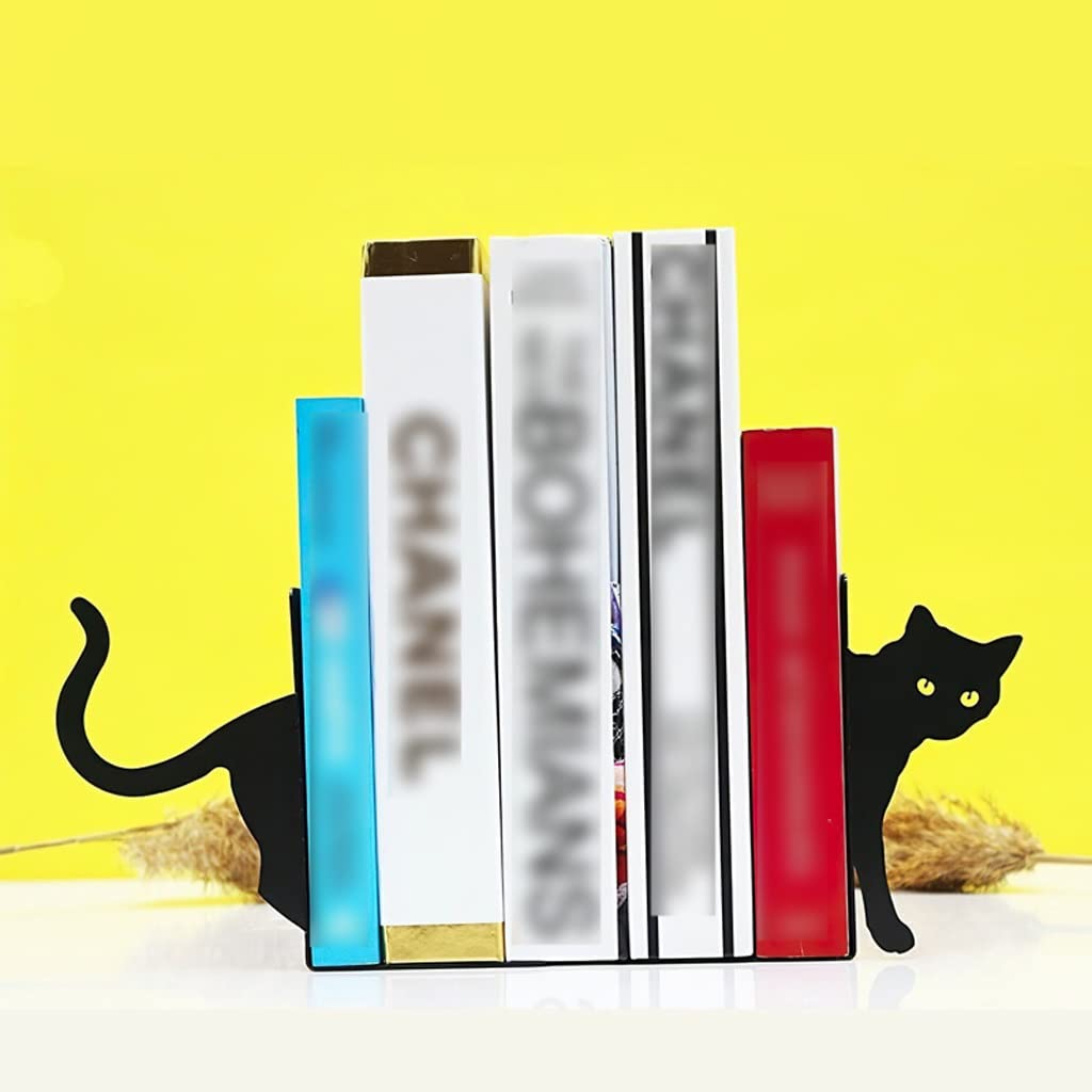 ねこのブックエンド Amazon.co.jp: ブックエンド 本立て 黒ねこ ネコ 金属製 卓上