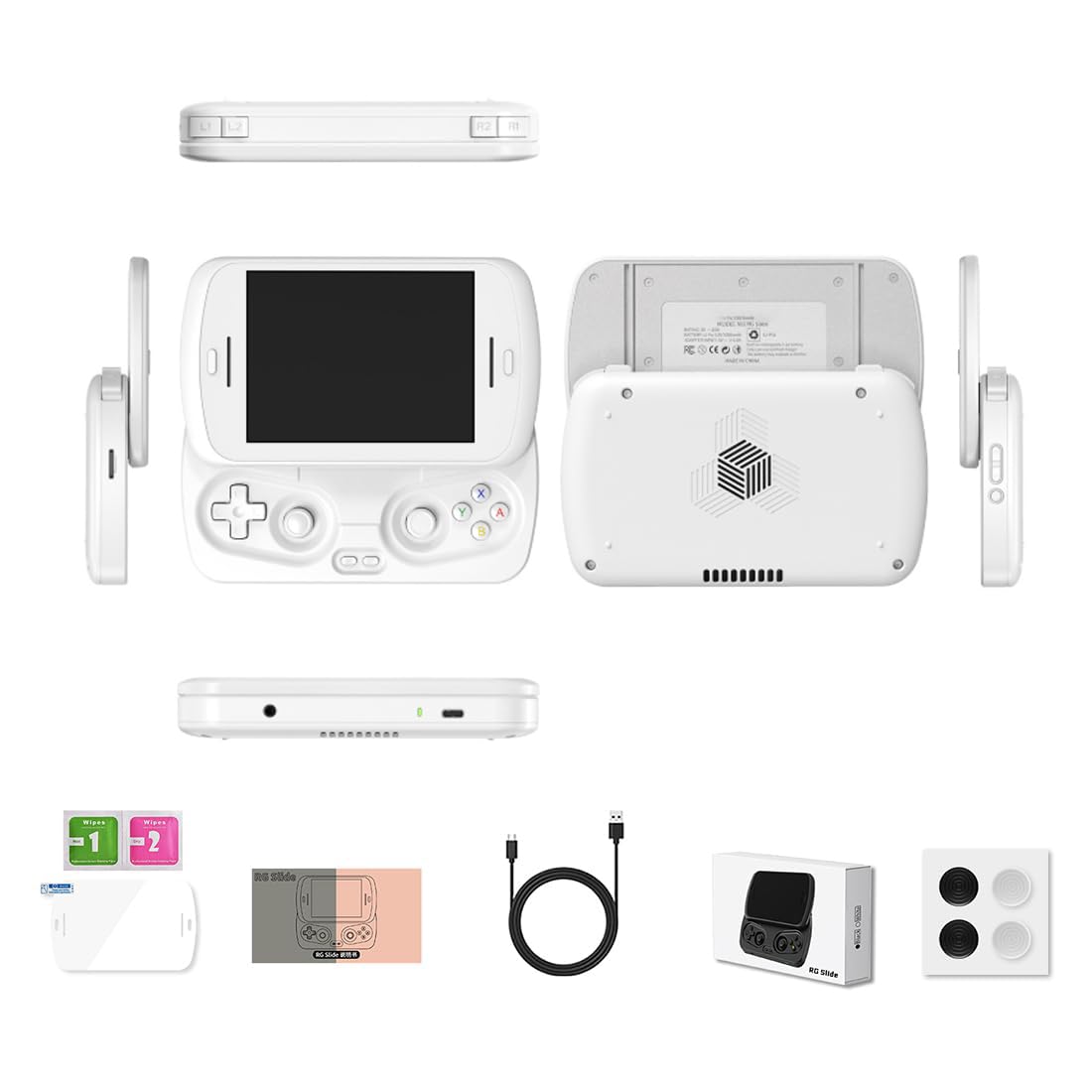 RG Retro Składana ręczna konsola gier 128 GB ROM+8 GB pamięci RAM, 4,7 "Ekran IPS Android 13 Przenośne urządzenie do gier, 5000 mAh Bateria - prezenty dla dorosłych (gry nieuwzględnione) white