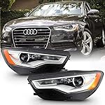 ACANII - For [HID/Xenon w/o AFS Model] 2012-2015 Audi A6 S6 LED DRL Projector Headlight Headlamp Assembly Set Left+Right