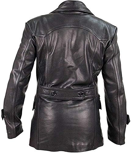 HiFacon Mens WW2 German Navy U-Boat Submarine Captain Leather Coat