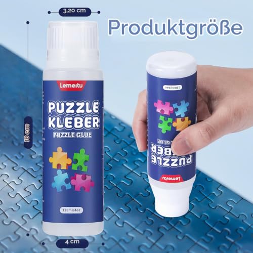 Lemeitu Puzzlekleber 2er-Pack (2 x 120 ml) – Schnelltrocknend & glasklar für 1000-3000 Teile | PVA-Kleber wasserbasiert & geruchsfrei… – Ansicht 2