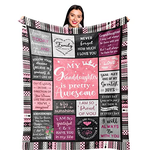 Ruvinzo Granddaughter Gifts from Grandma Gift for Granddaughters Granddaughter Present Grand-Daughter Birthday Gifts Ideas Grand-Daughter Blanket 60 x 50