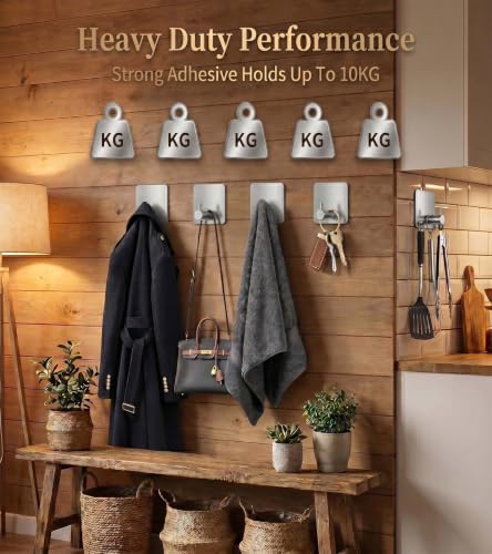 Image of Enclave Heavy Duty Adhesive Hooks, Stick on Wall Adhesive Hangers, Strong Stainless Steel Holder, Self Adhesive Hooks for Kitchen Bathroom Home Door Towel Coat Key Robe. (Cube RND Silver, Pack of 4)