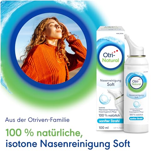 OtriNatural Nasenreinigung Soft, Nasenspülung, 100 % natürlich, Meerwasser Nasenspray, reinigt & spült Nasenhöhlen, Nasenspray, aus der Otriven-Familie, 0,9 % Natriumchlorid, 100 ml
