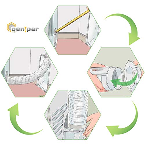 Cenipar Dryer Vent Hose-4 Inch Ducting Vent Hose Flexible Aluminum Foil Non-Insulated (4 Inch 8 Feet) With 2 Clamps #TOP2