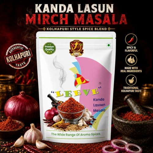 Image of Leeve Kolhapuri Kanda Lasun Mirch Masala 200g | Authentic Spicy Maharashtrian Masala | Vada Pav, Bhakri & Sabzi Taste Enhancer | Onion Garlic Chutney Powder