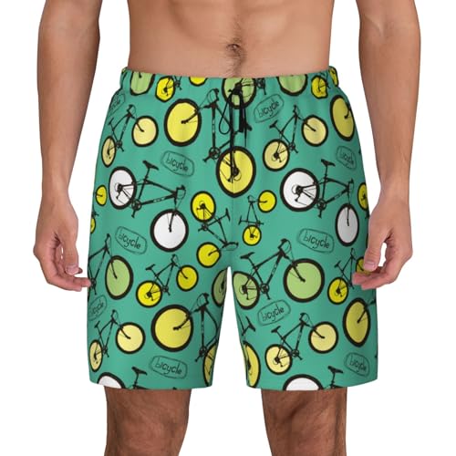 Bicycle Pattern Funny Men's Swim Trunks Board Shorts Quick Dry-