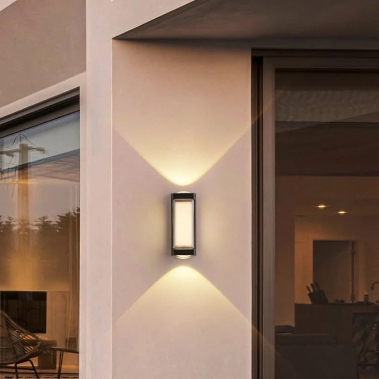 Image of blissbells Modern LED Up Down Wall Light | Black Rectangular Decorative Wall Lamp for Indoor & Outdoor | Warm White Wall Sconce for Home, Balcony & Exterior Walls