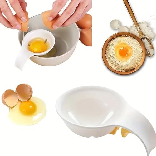 CHEFZOCO Separador de Yemas Claras de Huevos, Separador de yemas de Huevos, Extractor de yemas de huevo, Divisor de yema y clara, Filtro separador de yemas, 10 cm Longitud, Plástico, Blanco