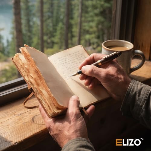 Grimoire fait main en cuir véritable avec fermeture à sangle ELIZO