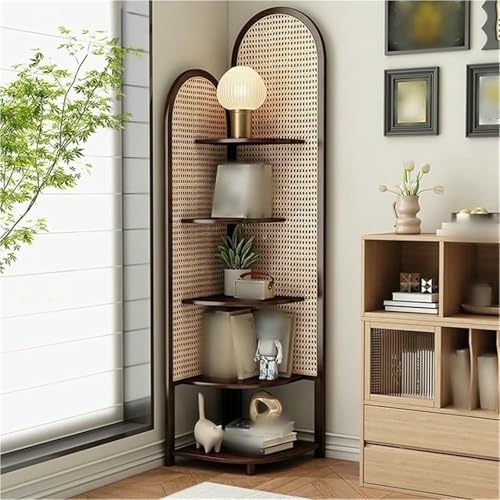 Estantería de ratán vertical triangular con 5 niveles para decoración 2