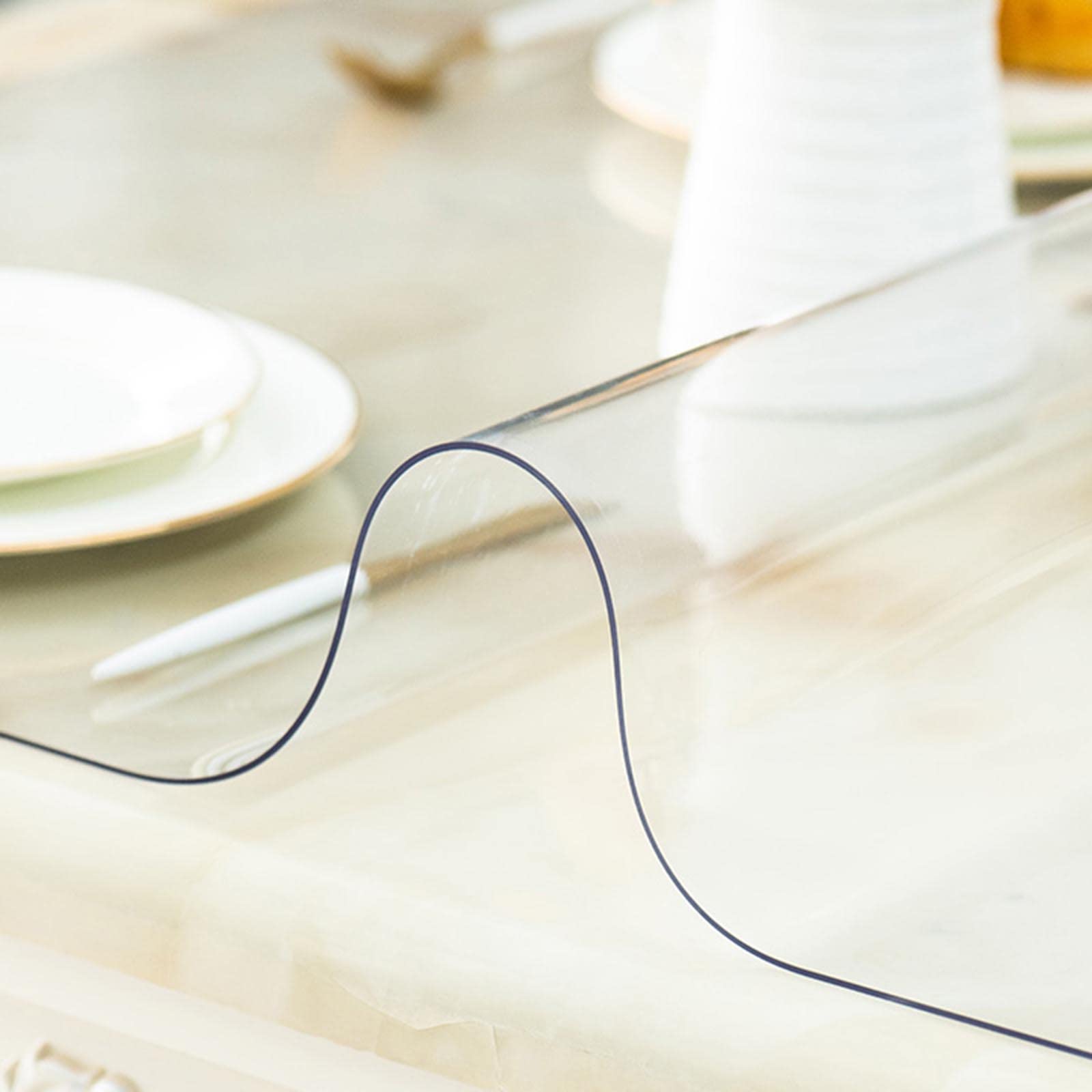 Chemin de table transparent, chemin de table transparent, chemin de table en PVC de 1,5 mm d'épaisseur, nappe en plastique transparent pour un usage de bureau (1,5 mm, 80 x 180 cm)