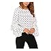 Price comparison product image LEXUPE Fashion Women's Bell Sleeve Loose Polka Dot Shirt Ladies Casual Blouse Tops (L, White)