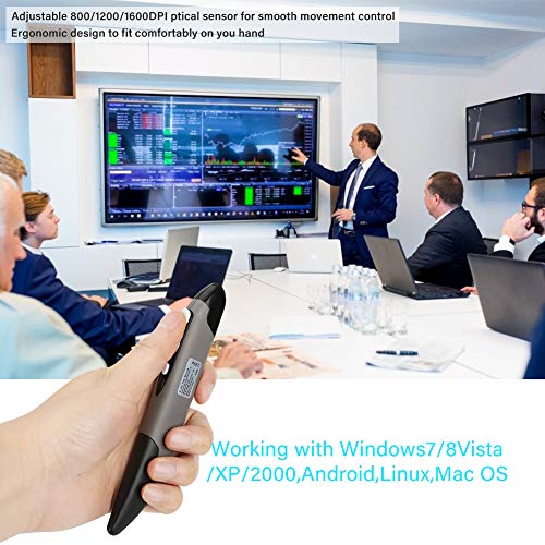 Globalstore 2.4Ghz Usb Wireless Optical Pocket Pen Mouse Adjustable 800/1200/1600 Dpi Handwriting Smart Mouse For Laptop Android Tablet Pc (Grey) #TOP5