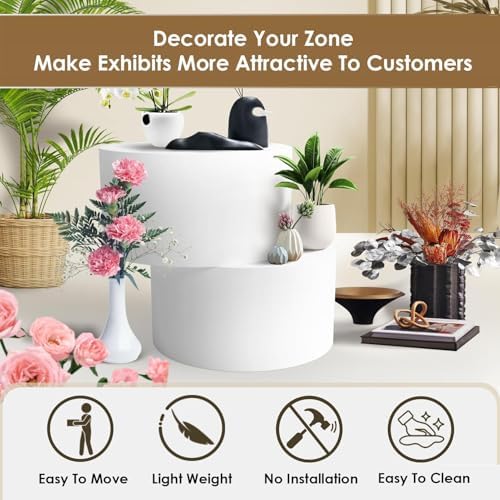 Large Round Display Pedestal Stand - Versatile Cylinder Table for Floral Arrangements, Desserts, Models & Event Showcases - Ideal for Retail, Weddings & Parties