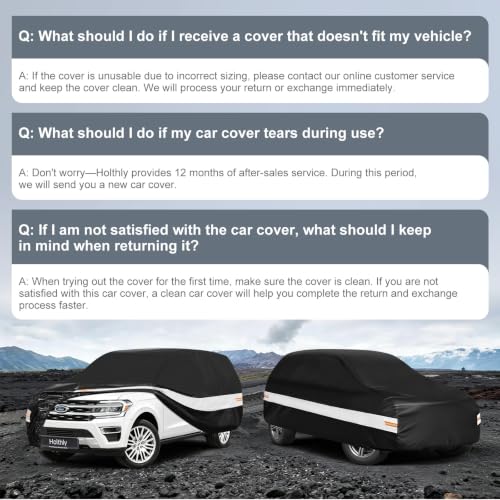 Image of 10 Layers SUV Car Cover Custom Fit for Ford Expedition (2006-2026), Waterproof All Weather for Automobiles, Outdoor Full Cover Sun Dust Rain Protection with Cotton. Black