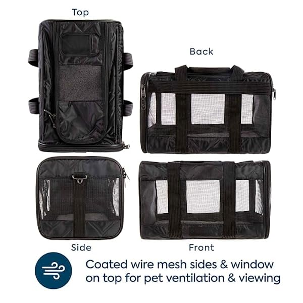 Sherpa Deluxe Guaranteed On Board Soft Sided Dog & Cat Carrier, Black, Medium by Sherpa - Image 5