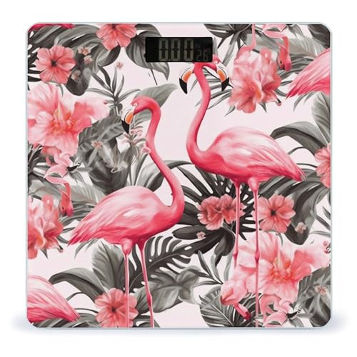 Báscula Digital de Vidrio Templado Impresa Floral Flamingo miniatura 1