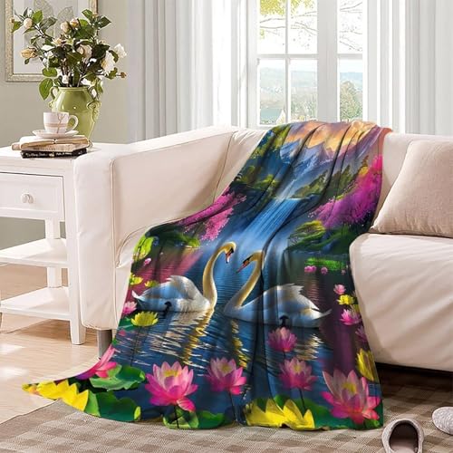 Couverture lit cygne microfibre pour vos soirées cocooning