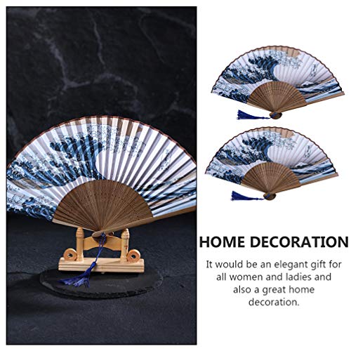 ABOOFAN 2Pcs Pequenos Fãs de Mão Dobrável para Adultos Chineses Leques de Bambu Do Vintage Japonês p