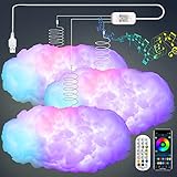 ZOKON 3PCS 3D Big Cloud Lightning Light Kit Music Sync Multicolor Lightning Changing Strip Lights 360 Degree Wireless Remote APP NO DIY Coolest Decorations for Adults and Kids Indoor Home Bedroom