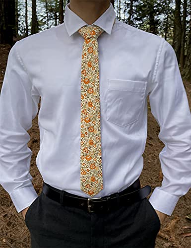 Image of Kebocis Mens Skinny Cotton Floral Tie for Men