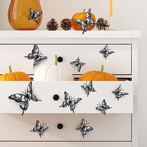 Decoración de Pared Halloween Calavera Mariposa 12 Pzs miniatura 2